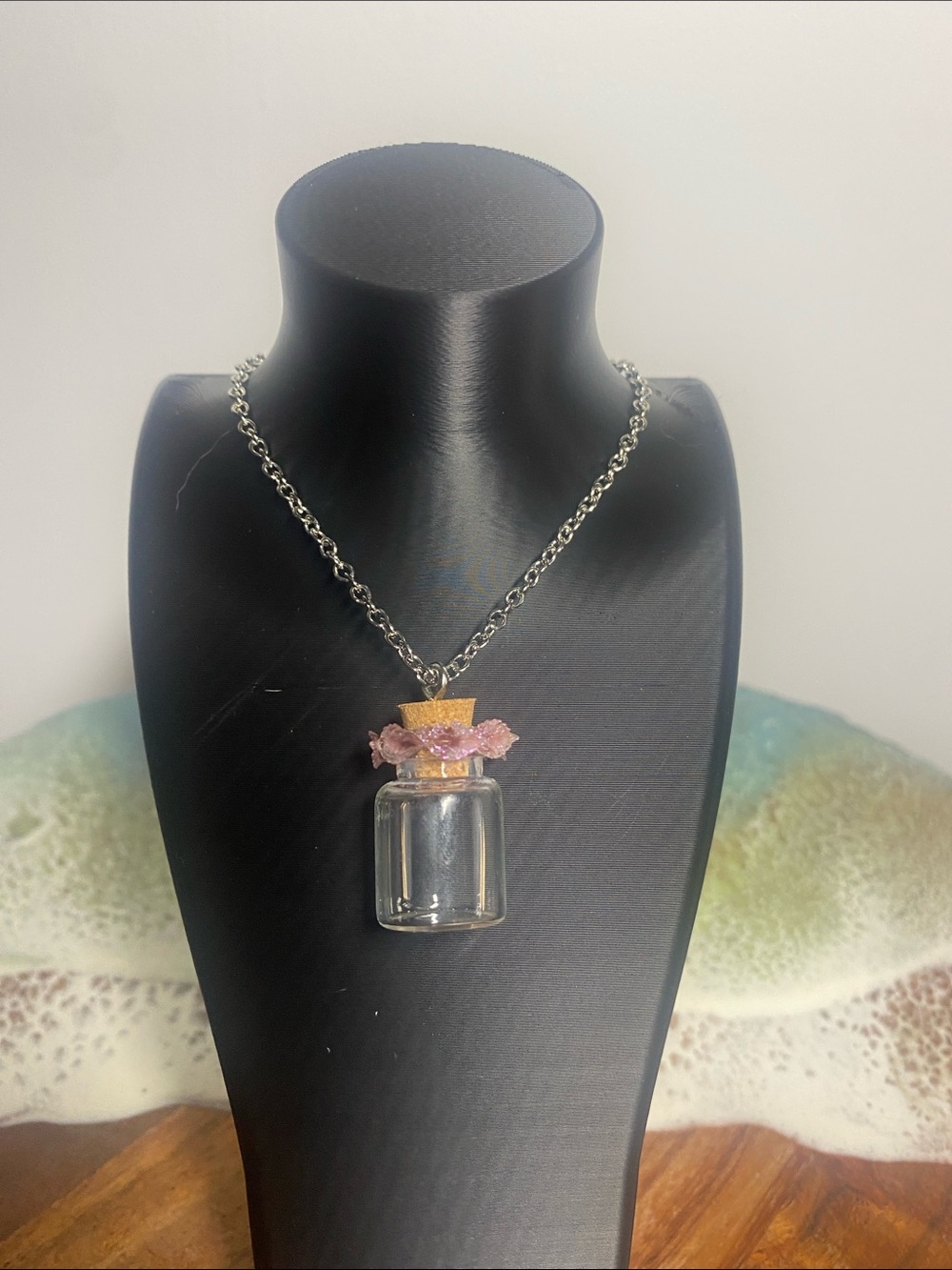 Delicate Pink Crystal Bottle Pendant Necklace - Unbranded